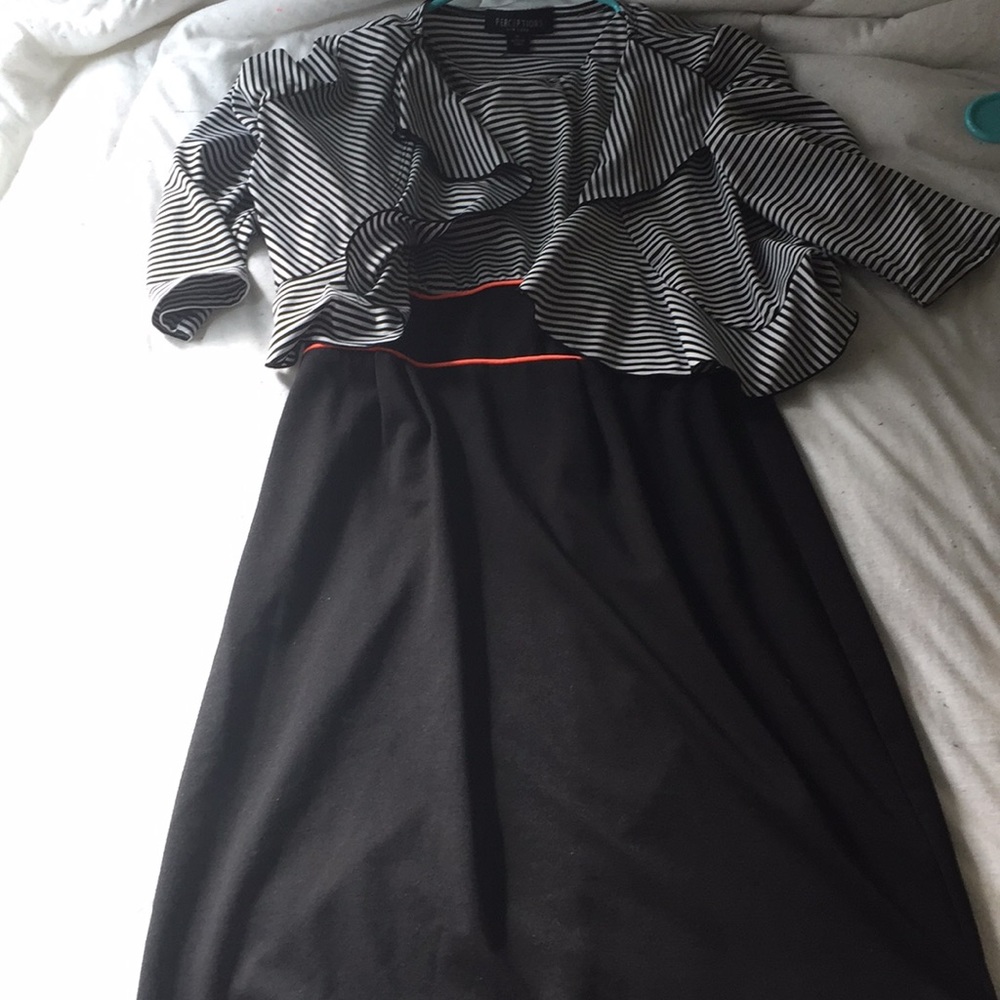 Black and white business dress and sweater